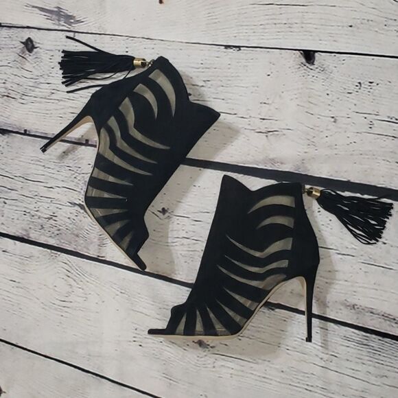 Black Paul Andrew 'Hanaa 90' Suede Cutout Booties - 36 - Picture 1 of 10